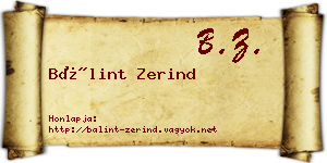 Bálint Zerind névjegykártya